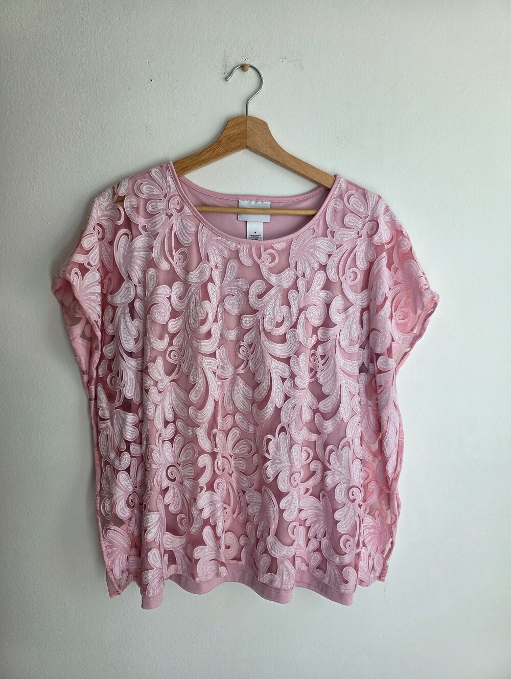 Vintage Y2K Alfred Dunner Romantic Pink Mesh Top